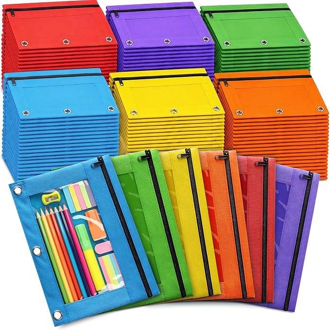 Pencil Pouch for 3 Ring Binder, 144 Pack Bulk Pencil Pouches by KIZZYEA