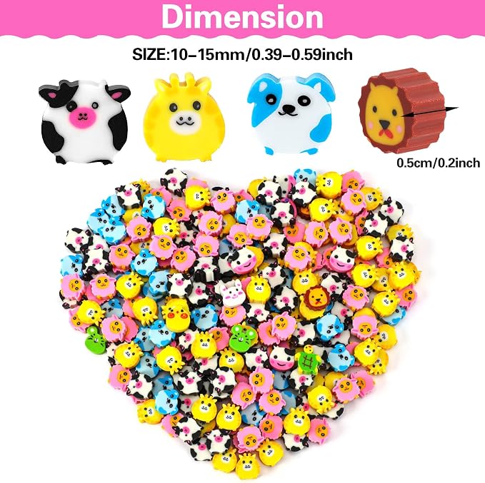 JUNEBRUSHS 150 Pieces Mini Animal Erasers - Image 2
