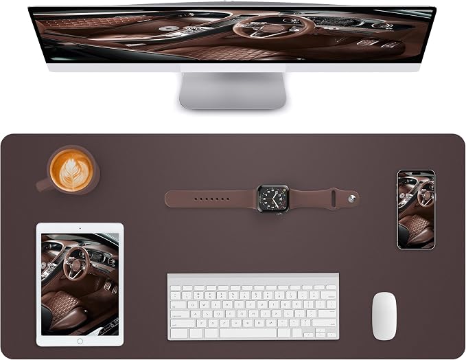 Leather Desk Pad Blotter, Mouse Pad, Office Desk Mat, Non-Slip PU Leather Desk by AFIING