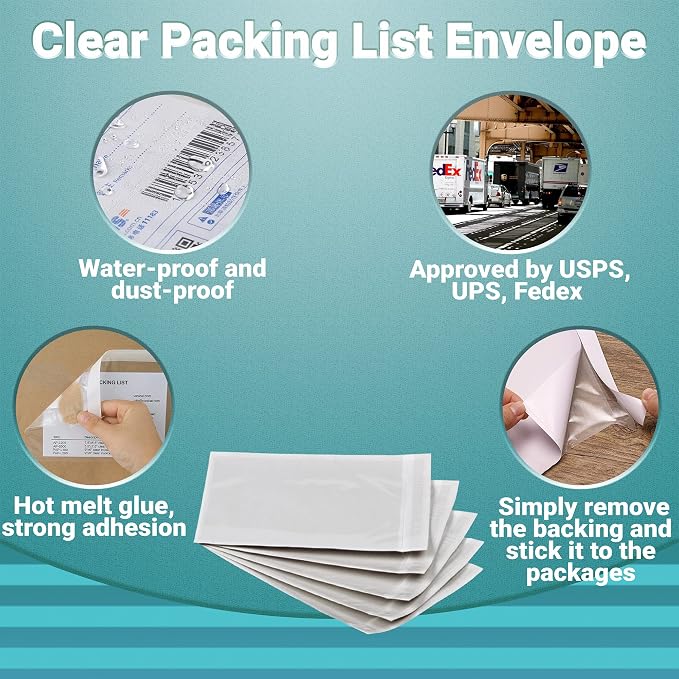 APQ Pack of 1000 Clear Packing List Envelopes 5.5 x 10. Plain Face Shipping - Image 5