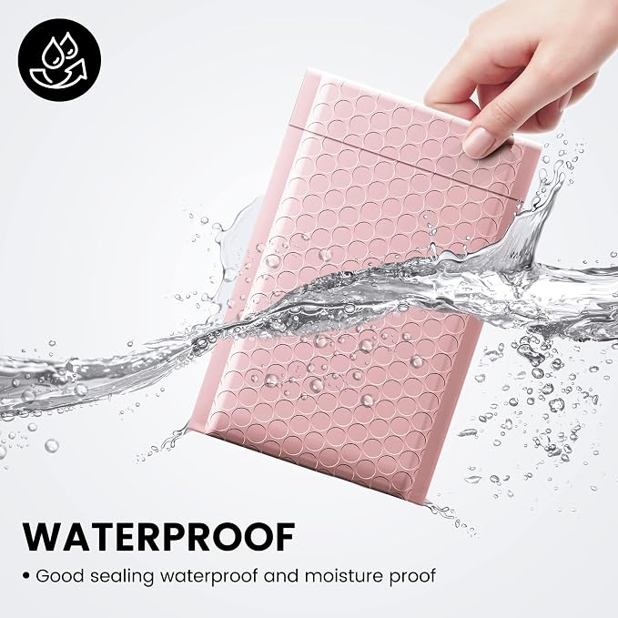 Fuxury Small Bubble Mailers 4x8" 100 Pack Light Pink Bubble Mailer Usable Size - Image 4