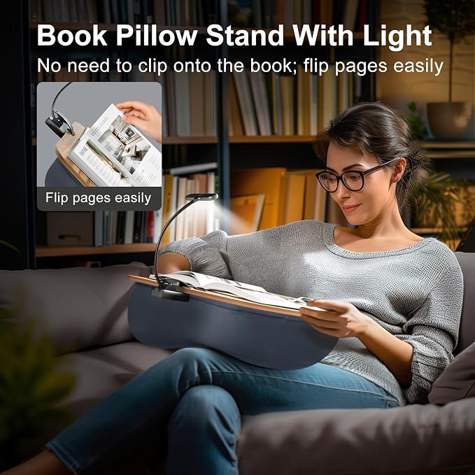 ERGONOV Book Pillow Stand with 6500K Reading Light, Hands Free Book Holder - Image 2