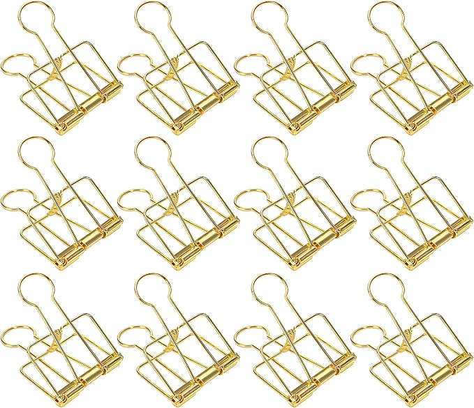 12 Pcs Gold Wire Binder Clips 2 inch Large Hollow Out Long Tail Binder Clips by Unknown