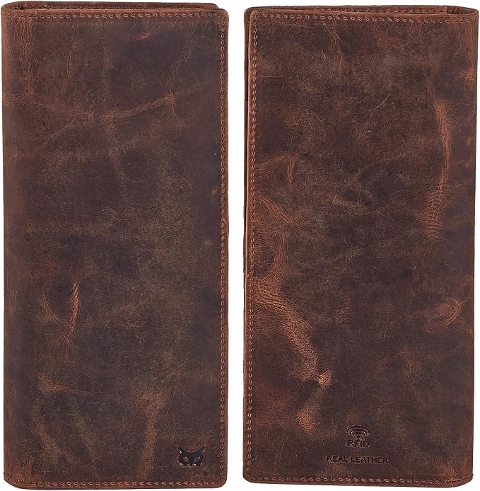 Long Wallet for Men Women Real Leather Bifold RFID Stylish Slim Handmade 2 ID - Image 5