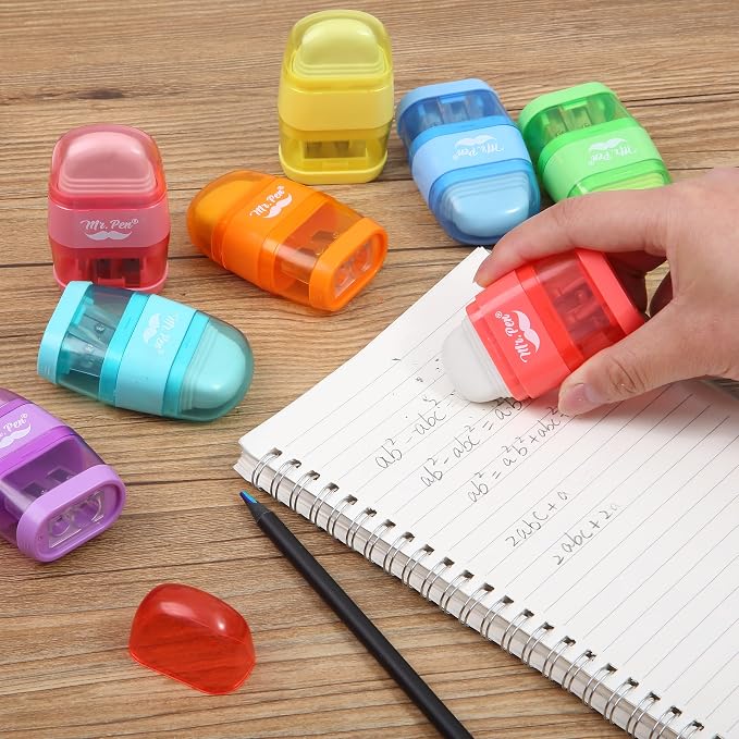 Mr. Pen- Pencil Sharpener & Eraser, 4 Pack | 2-in-1 Manual Sharpeners - Image 7