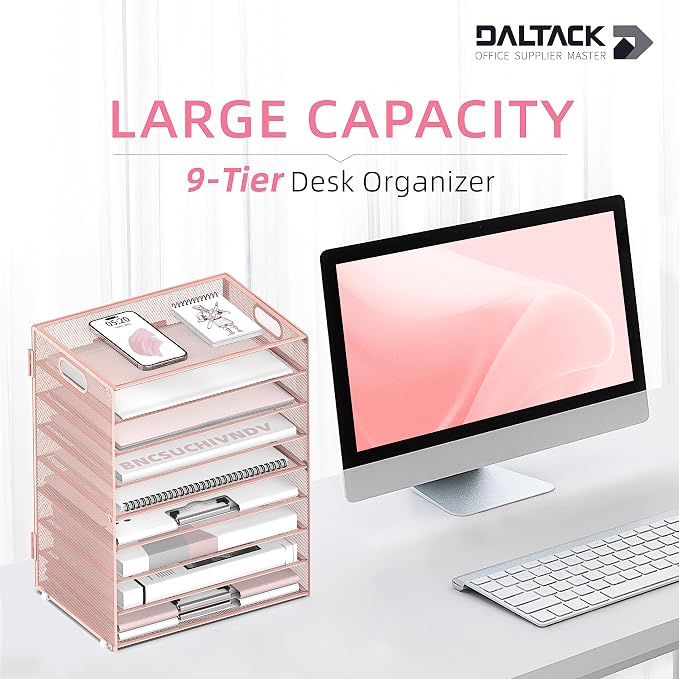 DALTACK 9-Tier Paper Organizer for Desk, Mesh Letter Tray Desk Organizer - Image 2
