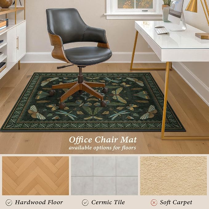 3'x4' Dark Green Office Chair Mat - Image 4