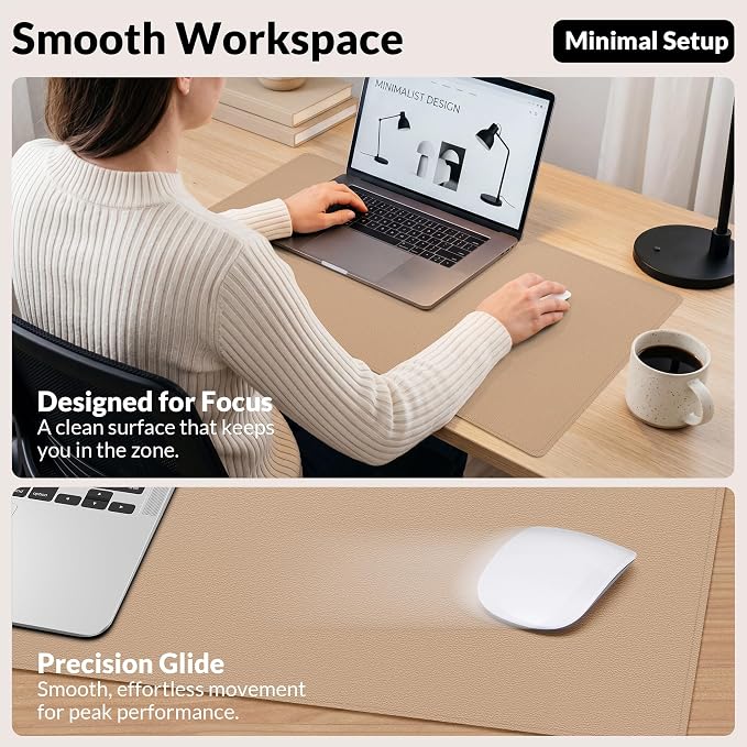 AFIING Cork Desk Mat, Dark Apricot, 35.4" x 17", Desk Pad Protector | - Image 4