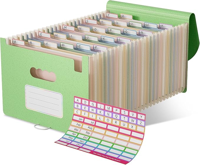 EcoStash Accordion File Organizer, 26 Pockets Wheat Straw Expanding File Folder by EcoStash