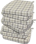 AAAAAcessories D-Shaped Chair Cushions, Machine-Washable Cover, Tan Plaid by AAAAAcessories
