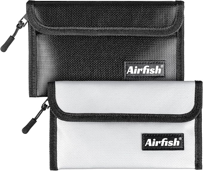 Airfish 2 Pack Fireproof Money Wallet, 8 x 5 Inches Fireproof Document Bag by Airfish