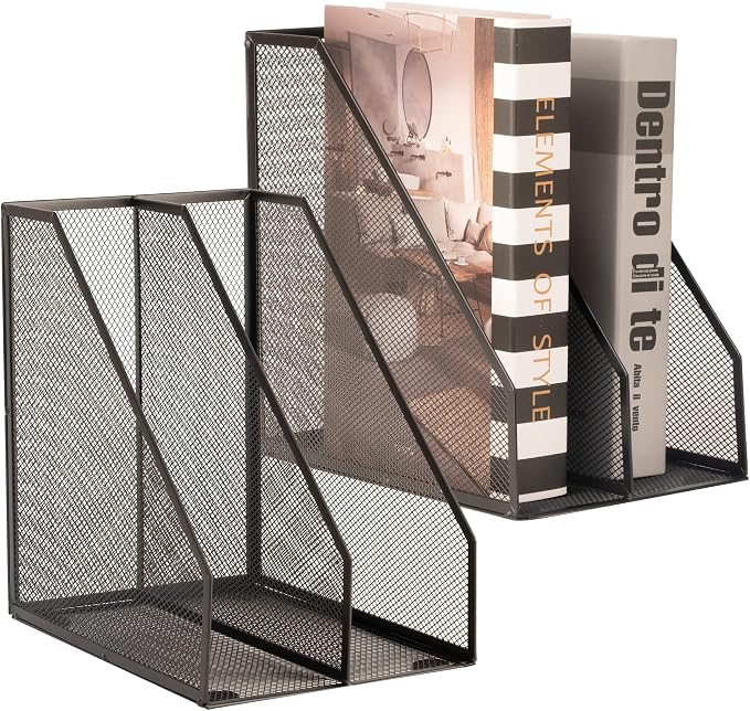 2 Set Magazine Holder Metal Wire, 2 Compartments Mesh File Holder by ASIFMTHOT