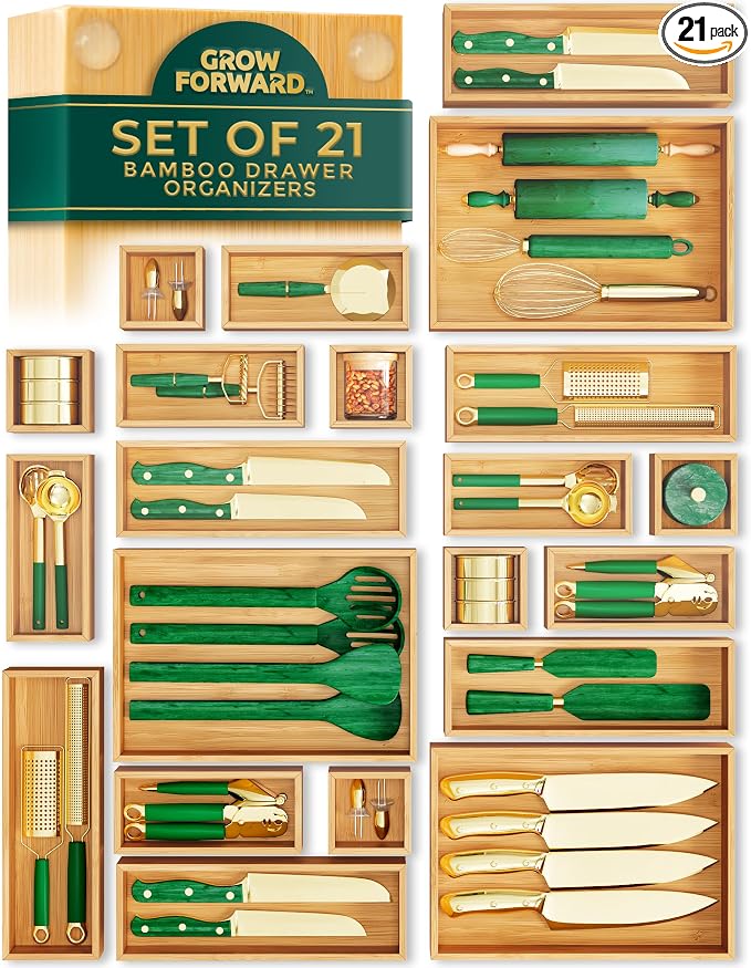 Grow Forward Bamboo Drawer Organizer Boxes by GrowForward