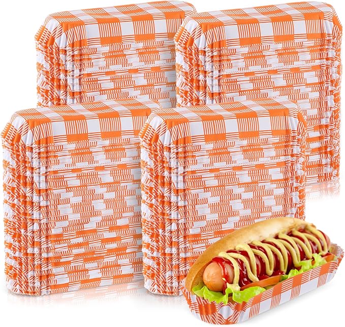 Yinkin 300 Pcs Paper Hot Dog Trays Valentine's Day 6 Inch Food Trays Concession by Yinkin