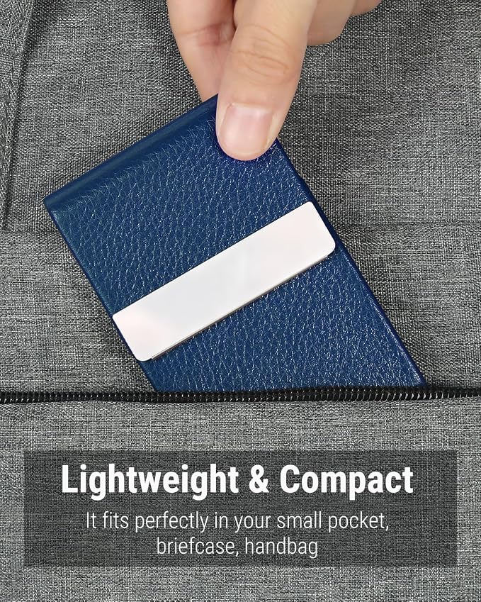 MaxGear Business Card Holder, PU Leather & Stainless Steel Business Card Case - Image 6