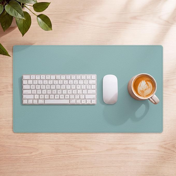 AFIING Leather Desk pad Protector, Light Blue, 35.4" x 17" | Dual-Sided Cork & - Image 9