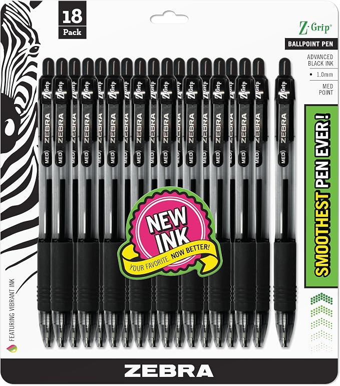 Zebra Pen Z-Grip Retractable Ballpoint Pen, Medium Point by ZebraPen