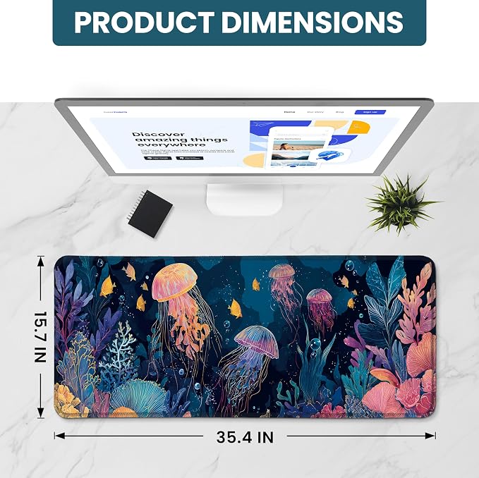 Aesthetic Desk Mat, Cute Ocean Jellyfish Desk Pad Protector - Image 2