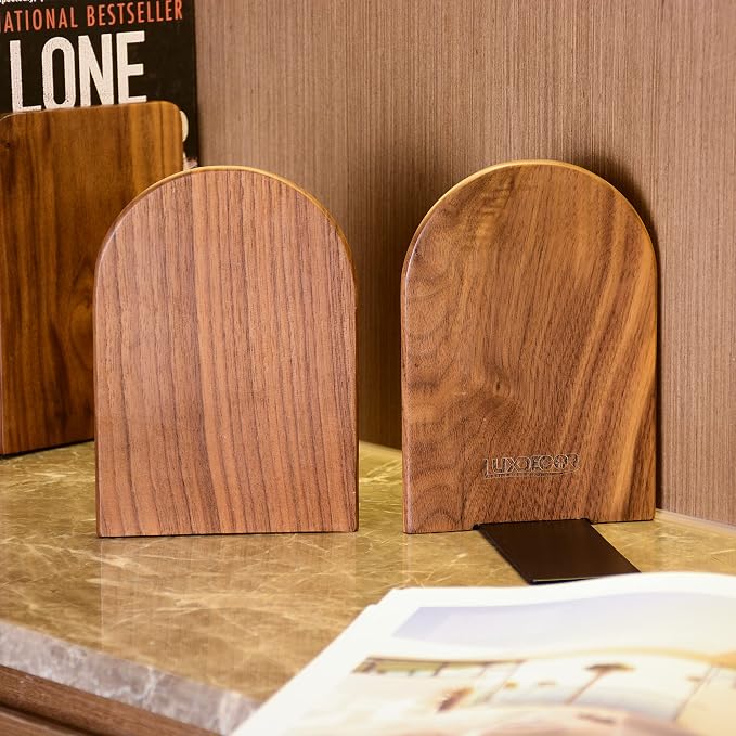 Large Bookend Hold Heavy Books- 7x4x5in 3 Pack Wood Bookends - Image 8