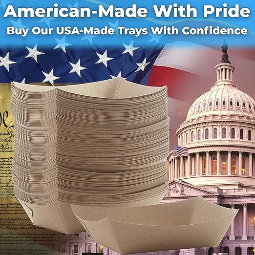 Eco Friendly USA-Made 3lb Food Holder Trays 500 Pk. Compostable Kraft Paper - Image 3