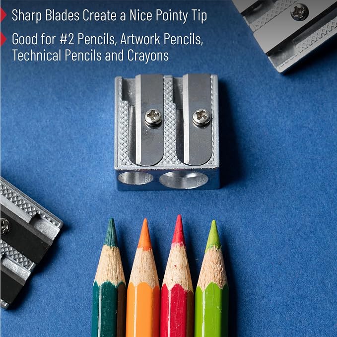 Mr. Pen- Handheld Metal Pencil Sharpener, 12 Pack | 2-Hole Dual Size, Bulk - Image 8