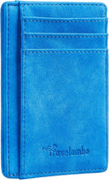 Travelambo Slim Wallet Front Pocket Minimalist Leather RFID Blocking Medium Size by Travelambo