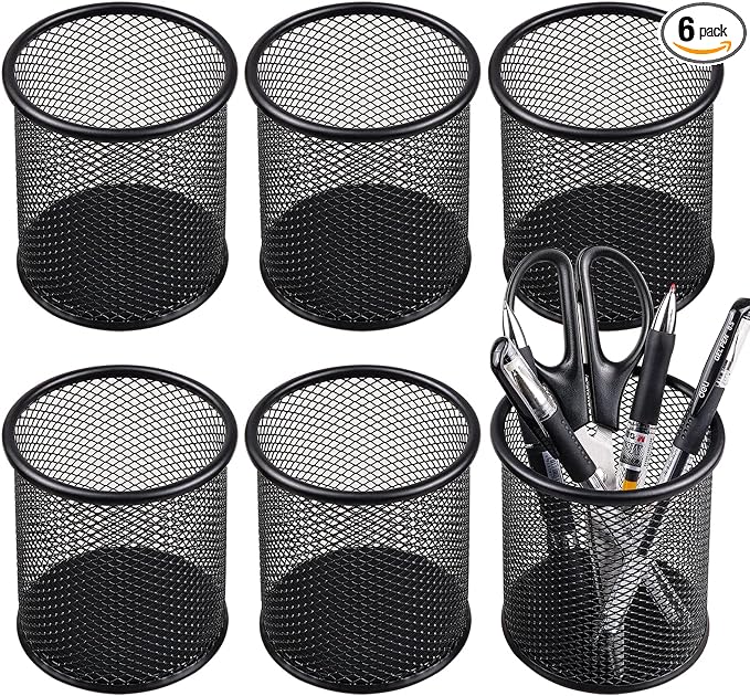 QYH Mesh Pencil Cup for Desk 6 Pack, Desk Organizer for Office, Home & Business by QYH
