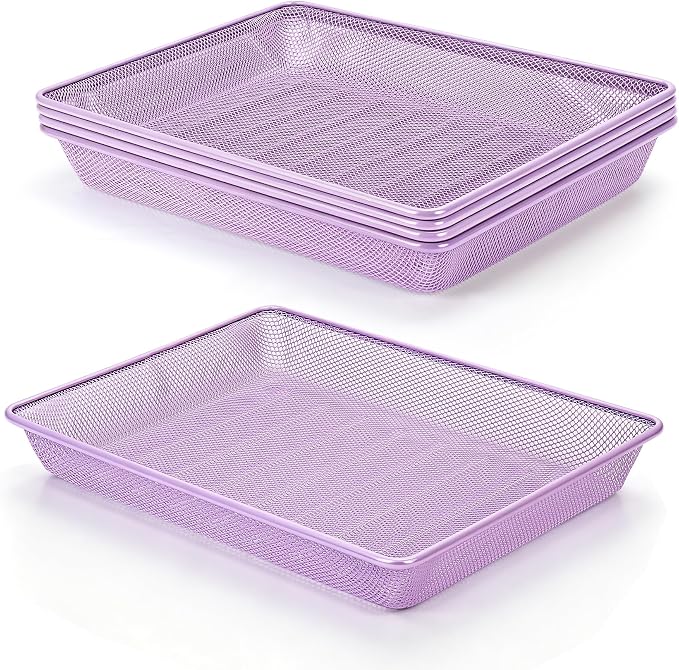 Office Metal Mesh Basket for Desk, Single Paper Tray Organizer, Turn in Trays by AZFUNN