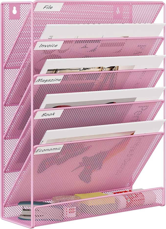 EasyPAG 5 Tier Wall File Holder, Mesh Hanging Folder Organizer by EasyPAG