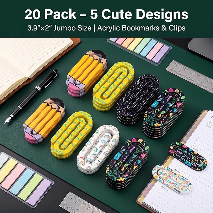 20Pcs Cute Acrylic Jumbo Paper Clips Back to School Student Gifts Teacher - Image 2