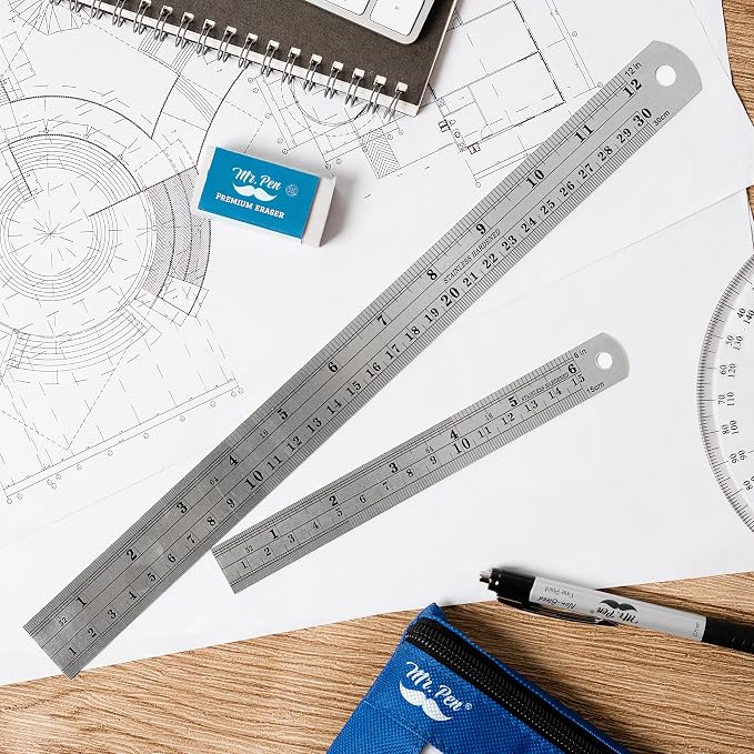 Mr. Pen- Metal Straight Edge Ruler, 2 Pack, Rose Gold | Stainless Steel Ruler - Image 7