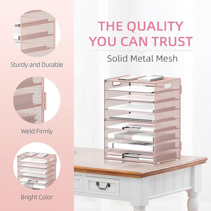 DALTACK 9-Tier Paper Organizer for Desk, Mesh Letter Tray Desk Organizer - Image 3
