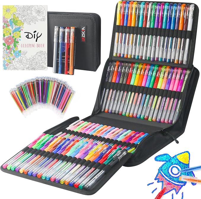 202 Pack Gel Pen For Adults Coloring Books, 104 Artist Pens Include 100 Colored by ZSCM