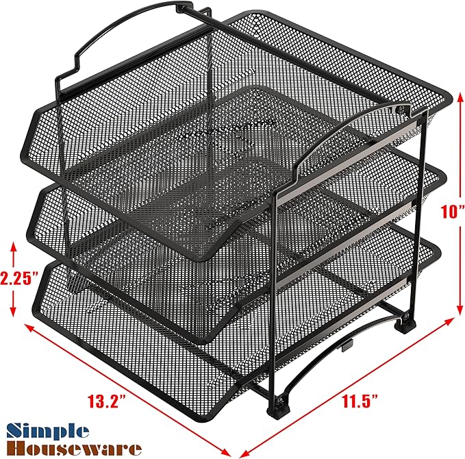 Simple Houseware 3-Tier Stackable and Sliding Desktop Document Letter Tray - Image 3