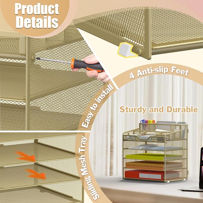 Docnest 5 Tier Mesh Desk Organizer - Image 5