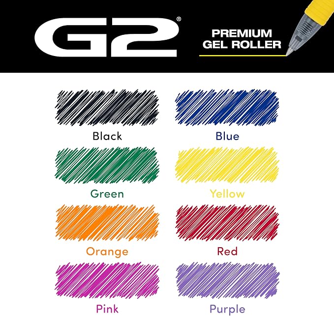 Pilot G2 Premium Gel Roller Pens, Rainbow Gel Pens, G2 Rainbow Colors Pack - Image 3