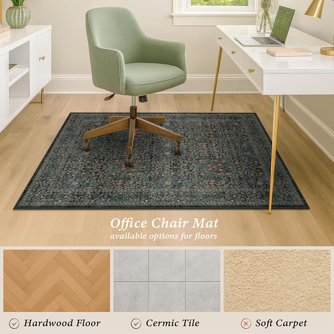 48"x60" Dark Green Office Chair Mat - Image 5