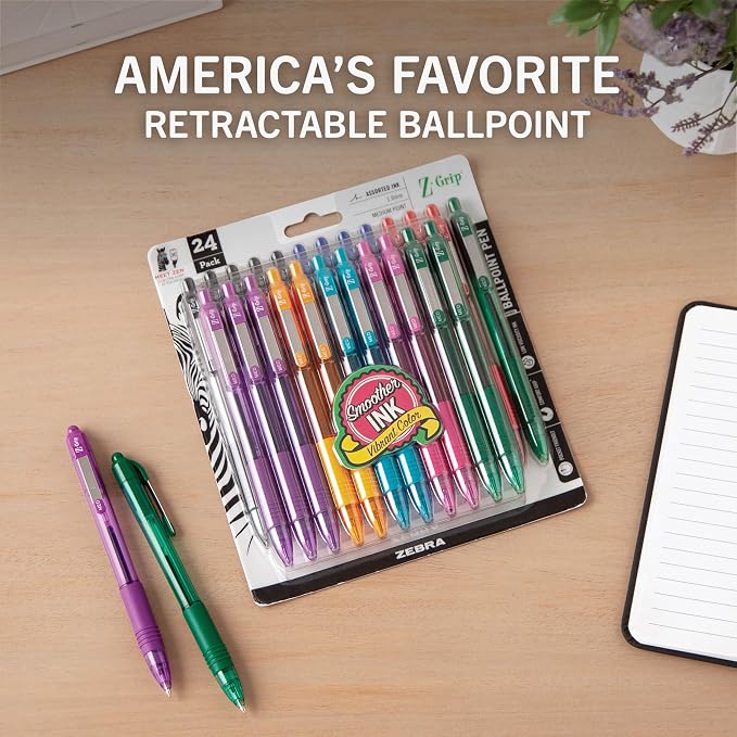 Zebra Pen Z-Grip Retractable Ballpoint Pen, Smooth-Flowing Assorted Fashion - Image 2