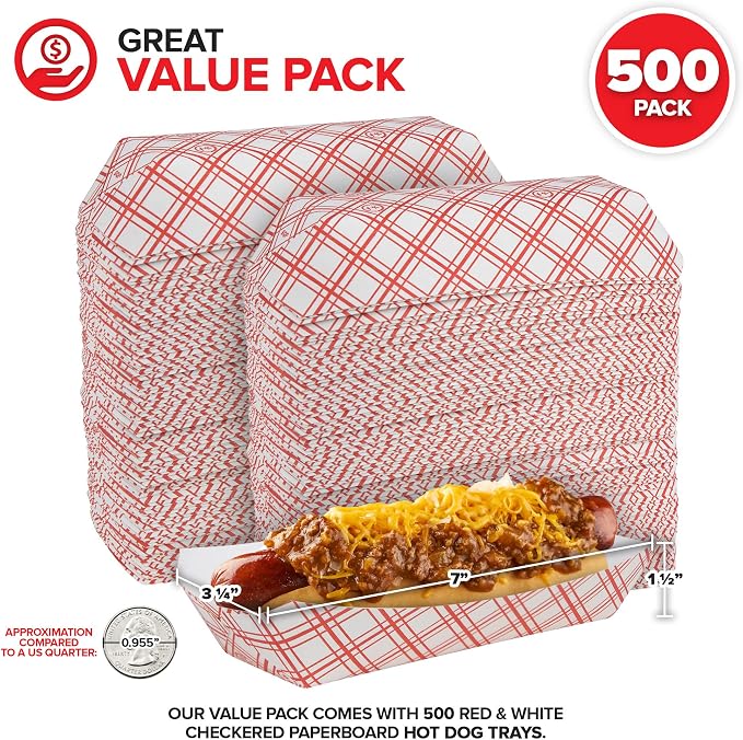 Stock Your Home Checkered Food Boats 500 Pack Retro Red & White Grease - Image 2