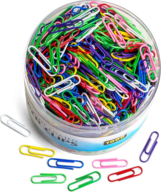 Officemate Vinyl Coated #2 Paper Clips, Tub of 1000 by Officemate