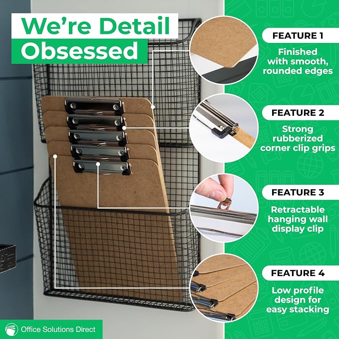 Clipboards Hardboard Clipboard Low Profile Clip A4 Letter Size Classroom - Image 5