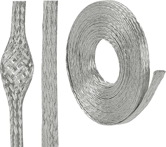 Wire Shielding Sleeve Tinned Copper Braid Ground Straps Cable Sheathing by BuyUneed