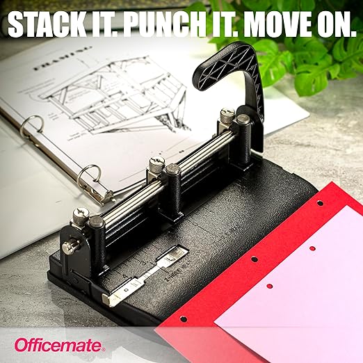 Officemate Adjustable 3-Hole Punch, Medium Duty, 32-Sheet Capacity, Adjustable - Image 5