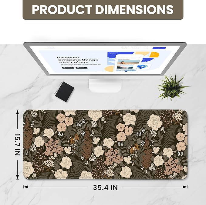 Aesthetic Desk Mat, Cute Wild Rose Desk Pad Protector - Image 2