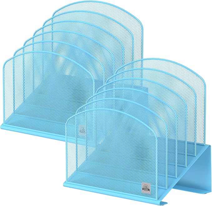 Delifox Inclined Desk File Organizer, Vertical File Folder Holder Stand Metal by Delifox