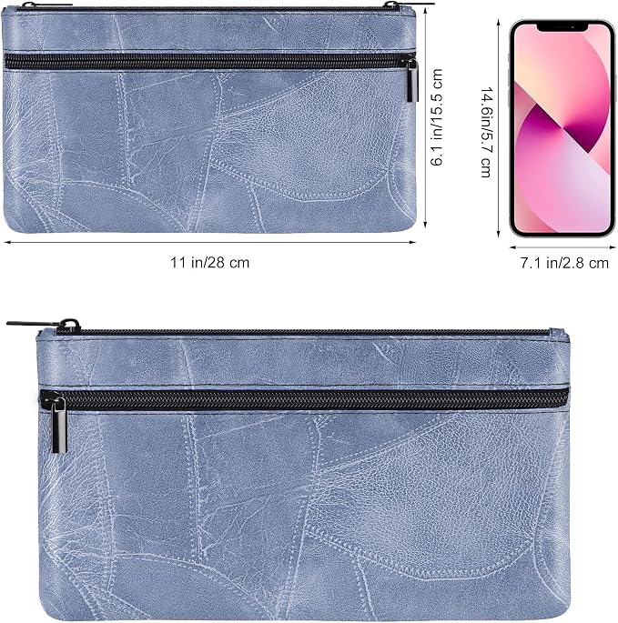 HAUTOCO Money Bag with Zipper 11 x 6.1 inch Embossed Deposit Money Pouch with - Image 2