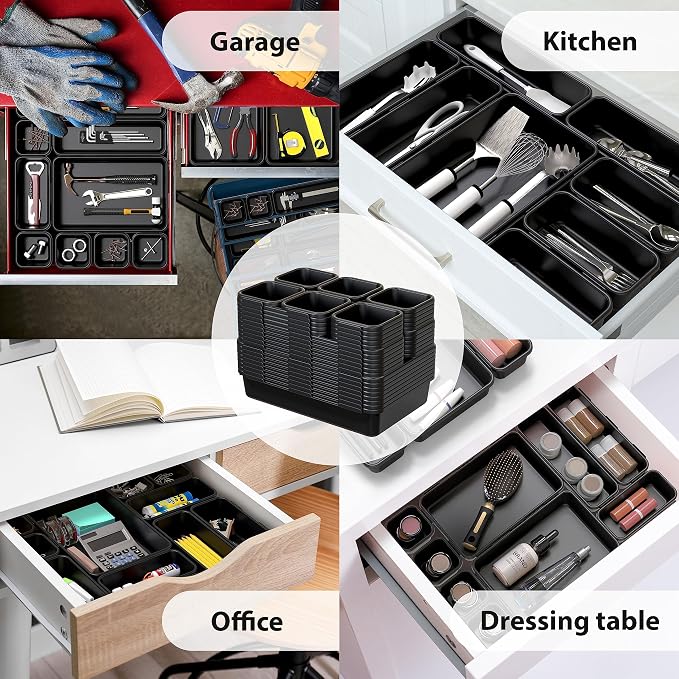 Simple Houseware Interlocking Desk Drawer Bins Organizer, 10 Packs - Image 7