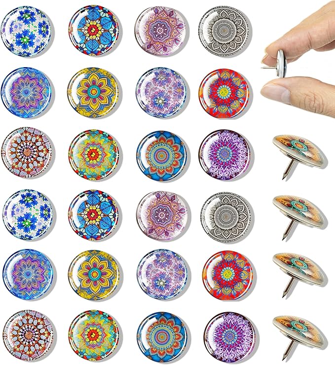 24Pcs Mandala Push Pins, Thumb Tacks by Tandarui