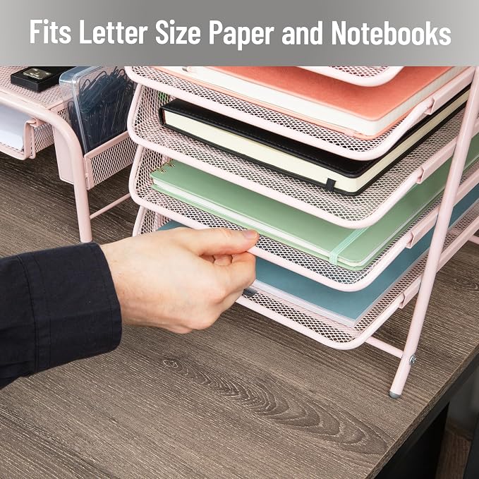 Mind Reader 5-Tier Paper Tray Organizer, Vertical Desktop File Storage Rack - Image 6