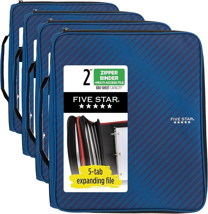 Five Star Zipper Binder, 2 Inch 3-Ring Binder by FiveStar